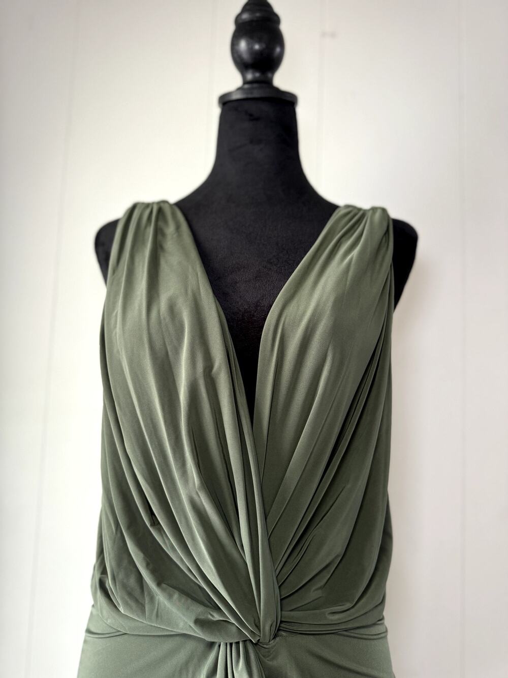 MISA Los Angeles Olive Green Lisa Front Knot Dress Size M